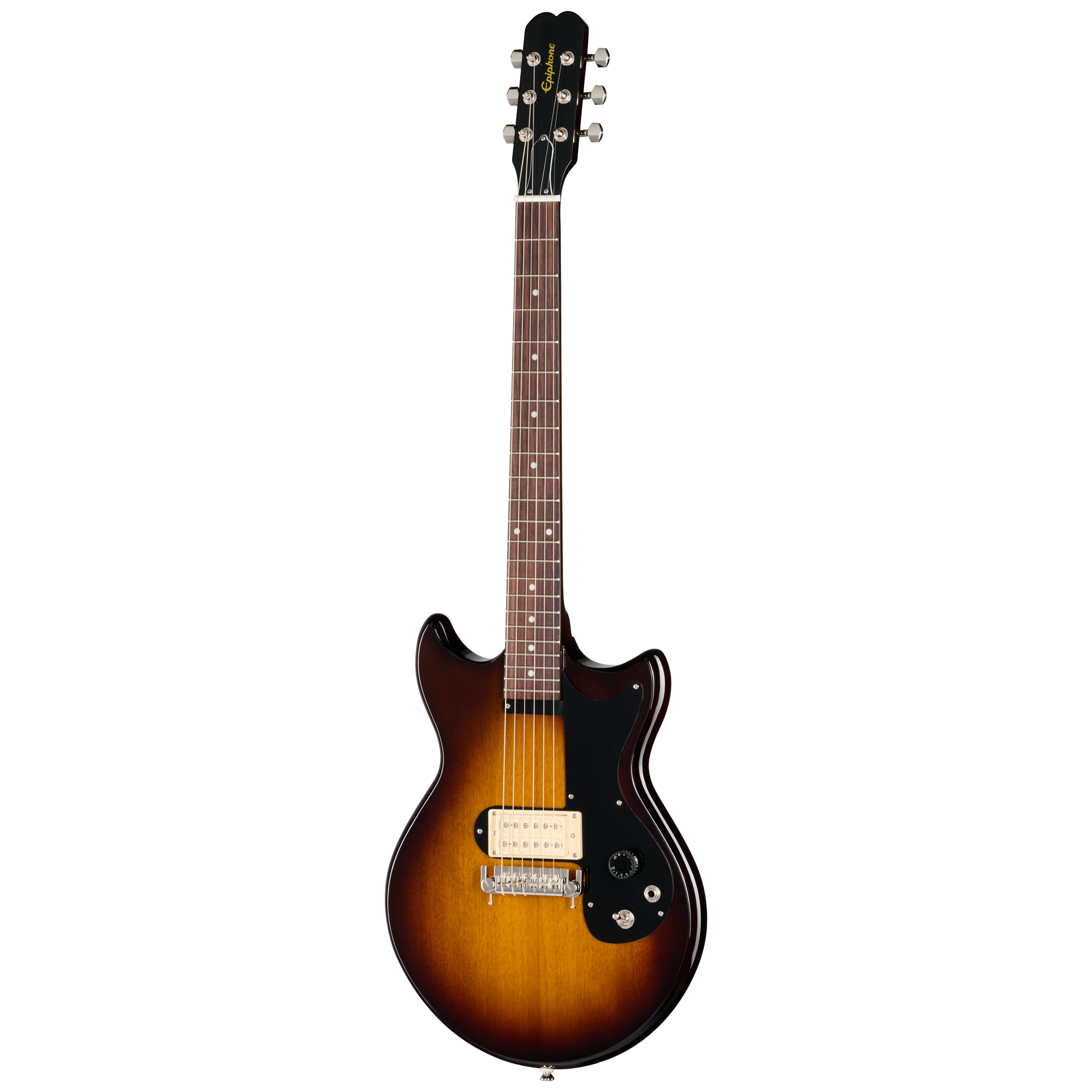 E-Gitarre, Sunburst-Finish, Mahagonikorpus, Einzelner Humbucker, Massivkorpus